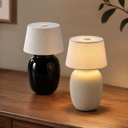 Ceramic Table Lamp in Modern Taupe Design