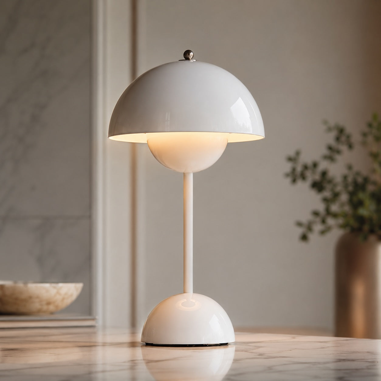 Ceramic Table Lamp with Modern Bulb Design