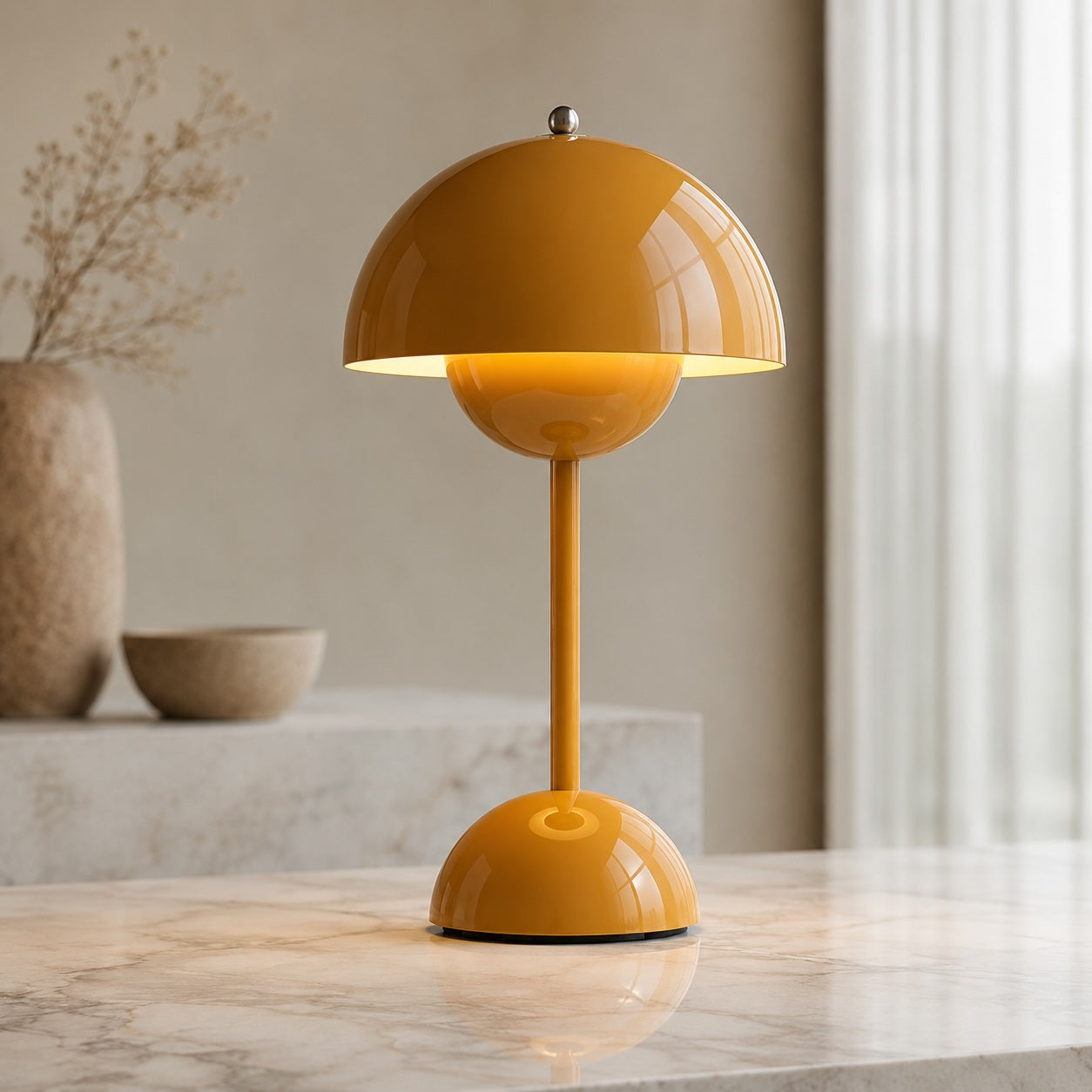 Ceramic Table Lamp with Modern Bulb Design