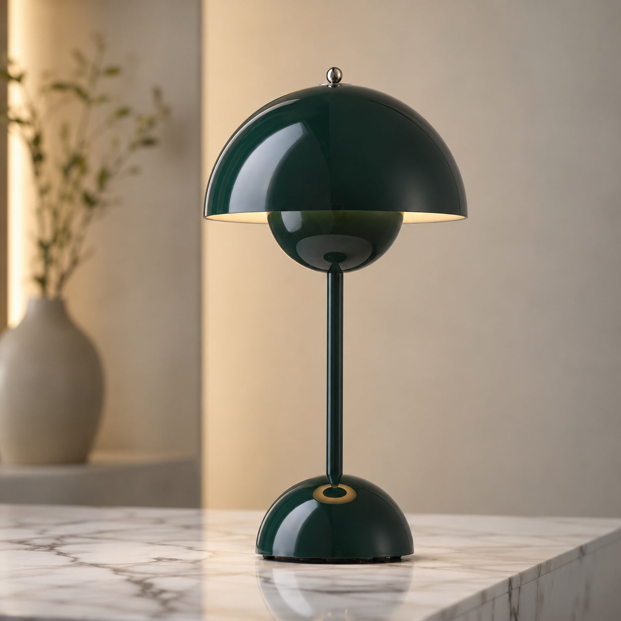 Ceramic Table Lamp with Modern Bulb Design