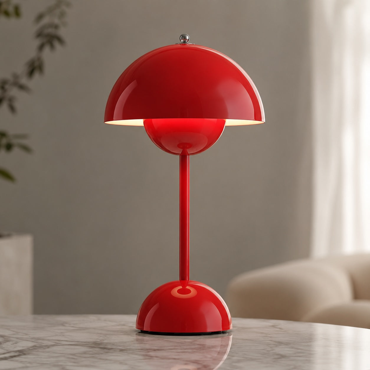 Ceramic Table Lamp with Modern Bulb Design