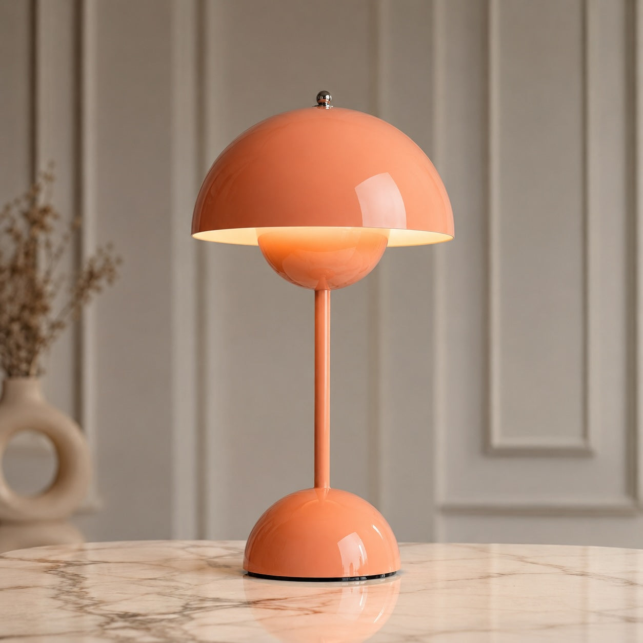 Ceramic Table Lamp with Modern Bulb Design