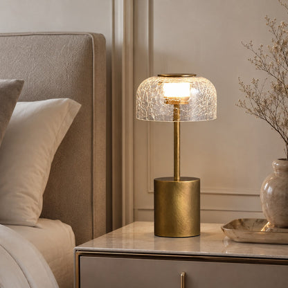 Table Lamp with Cracked Glass Shade