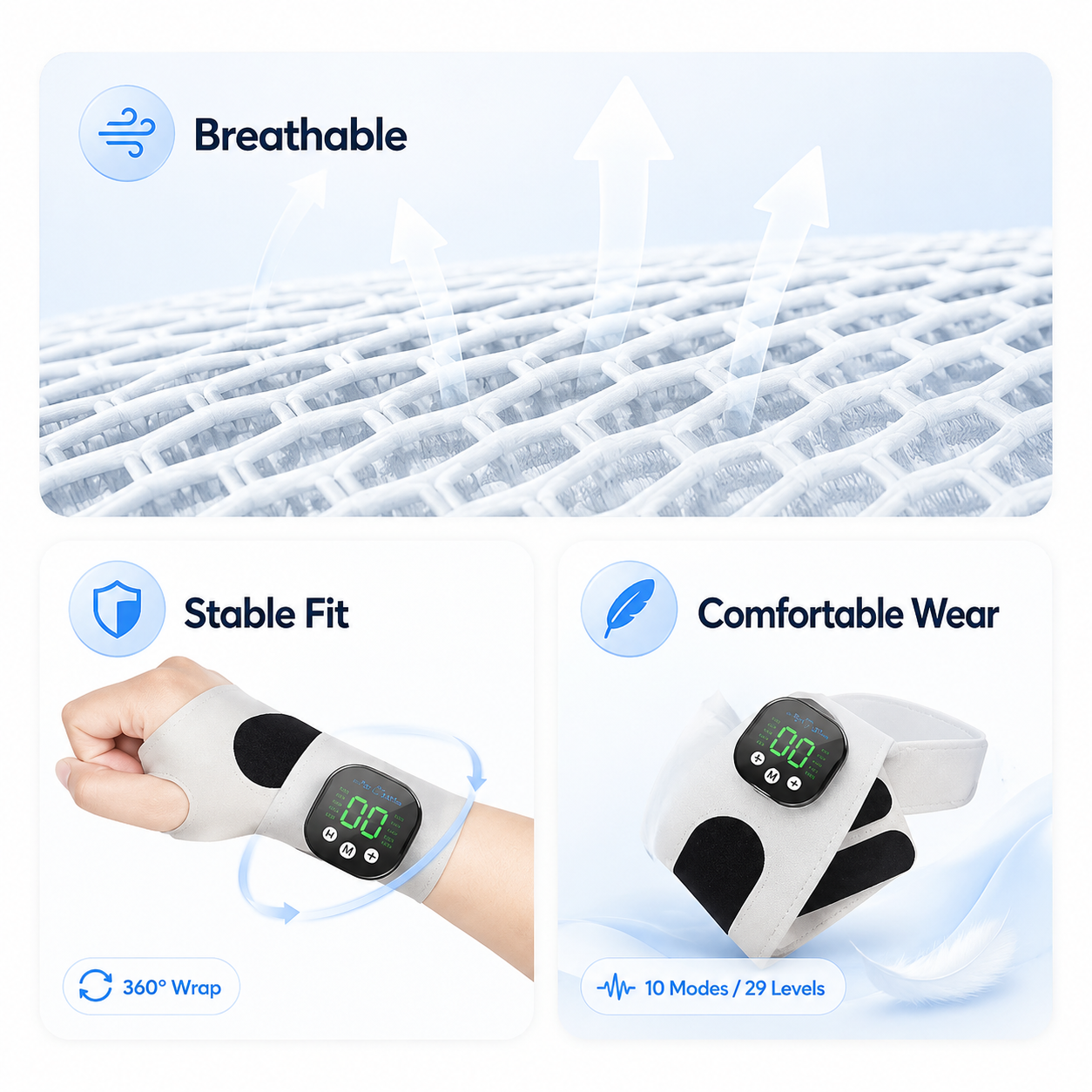 Vibrating Massage Wrist Brace for Support and Comfort