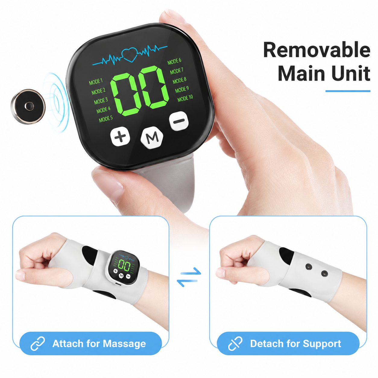 Vibrating Massage Wrist Brace for Support and Comfort
