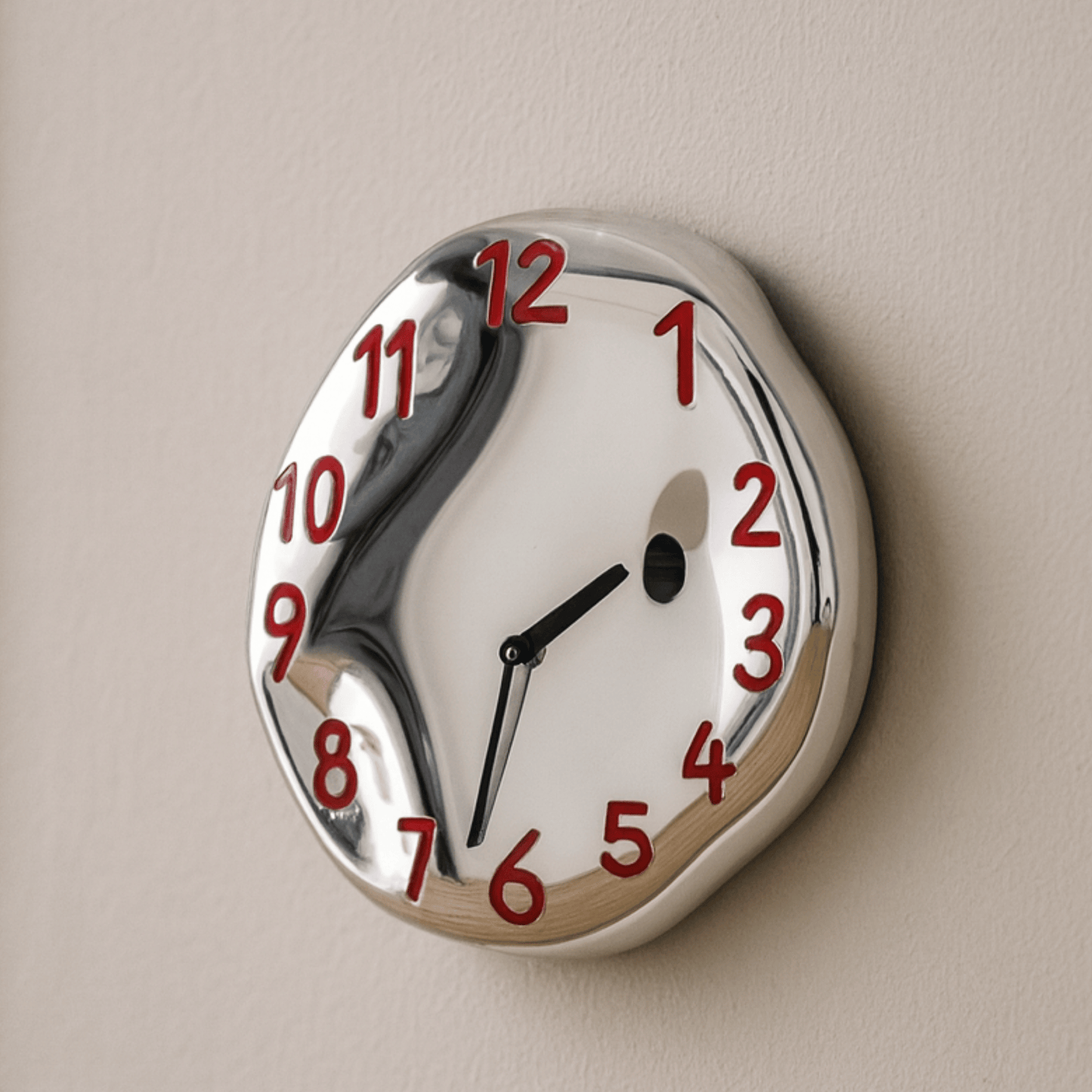 Elegant Ceramic Wall Clock with Polished Chrome Details