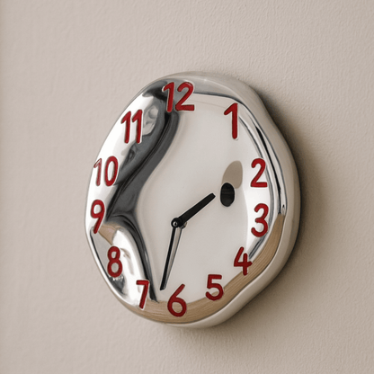 Elegant Ceramic Wall Clock with Polished Chrome Details
