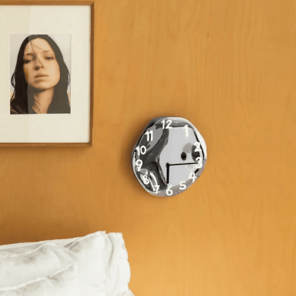 Elegant Ceramic Wall Clock with Polished Chrome Details