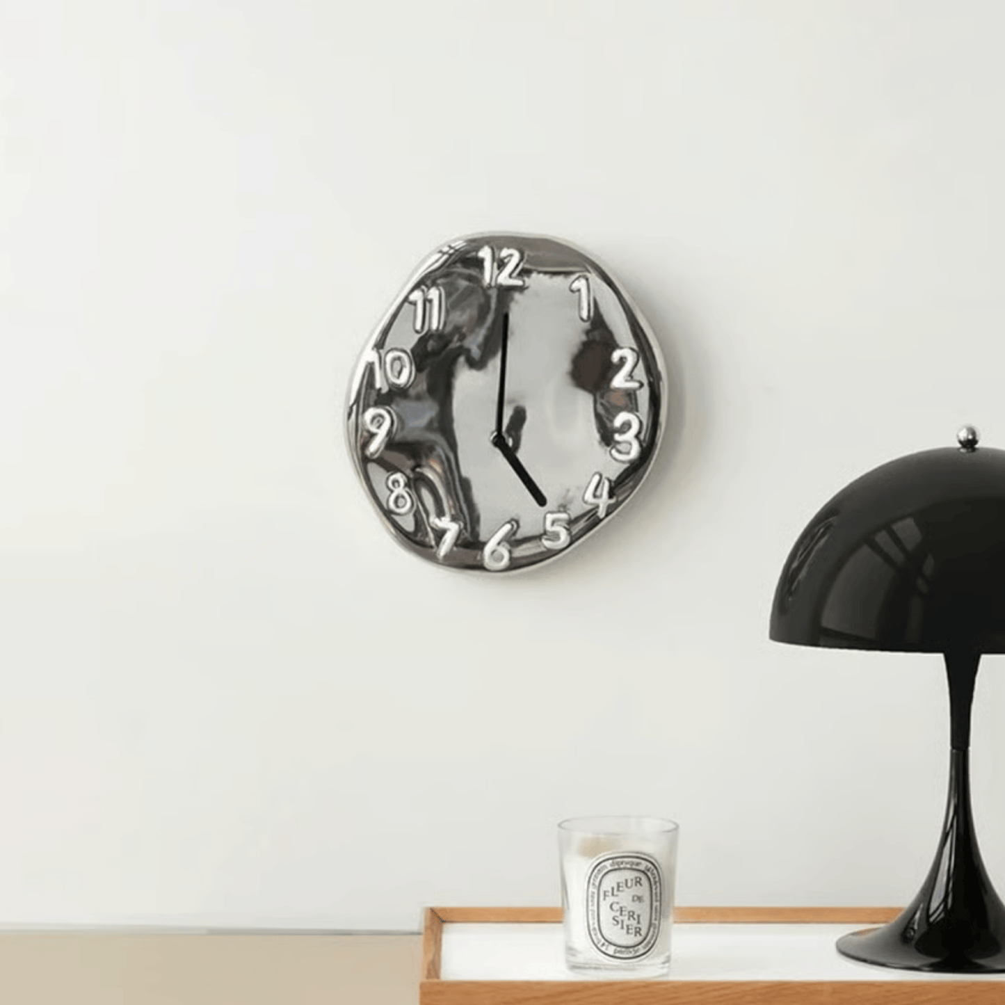 Elegant Ceramic Wall Clock with Polished Chrome Details