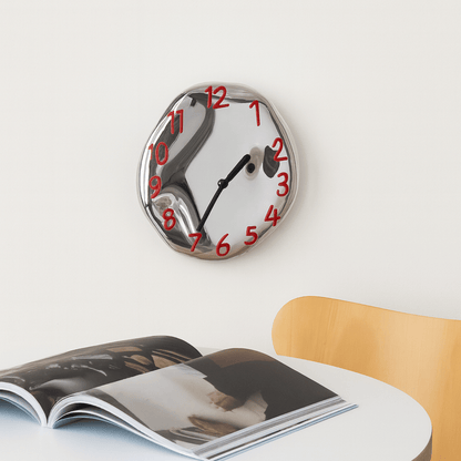 Elegant Ceramic Wall Clock with Polished Chrome Details