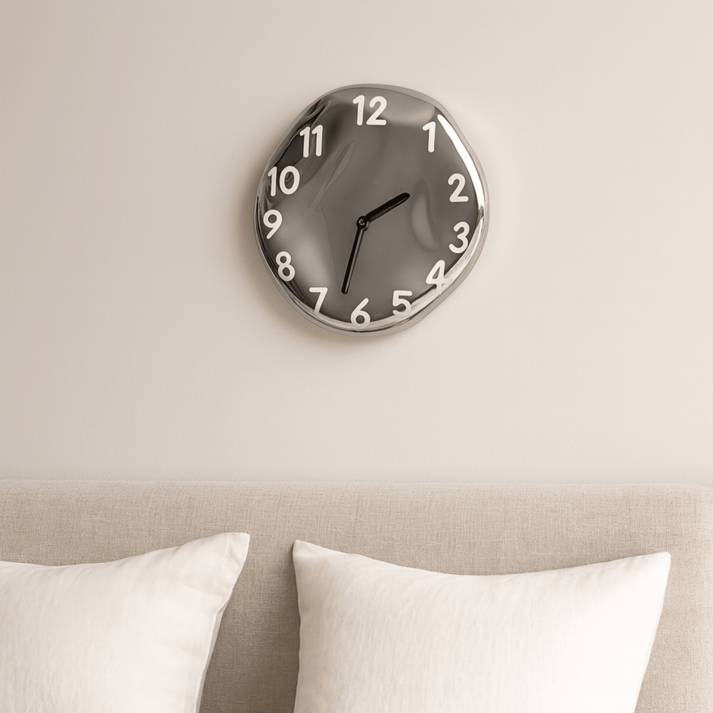 Elegant Ceramic Wall Clock with Polished Chrome Details