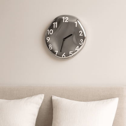 Elegant Ceramic Wall Clock with Polished Chrome Details