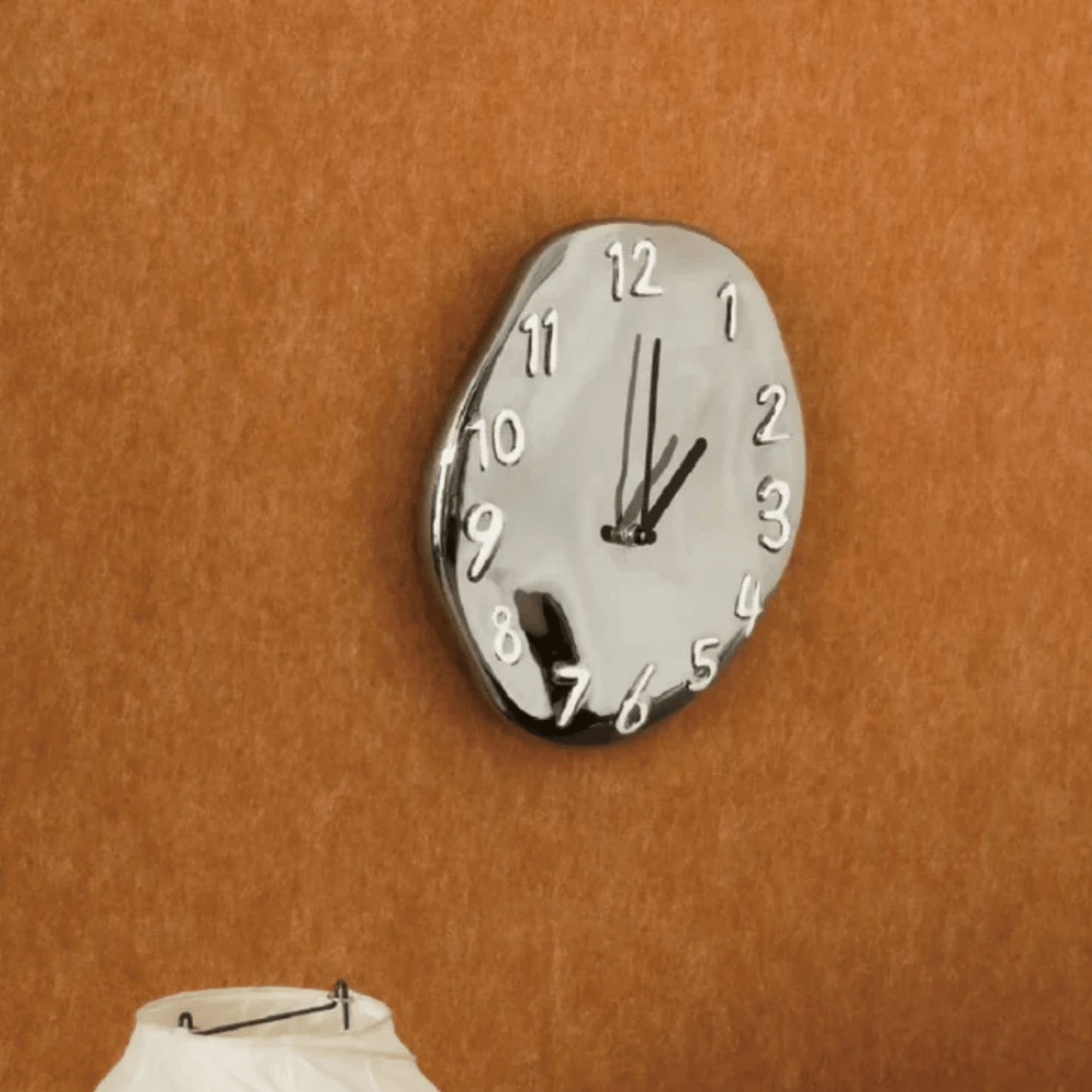 Elegant Ceramic Wall Clock with Polished Chrome Details