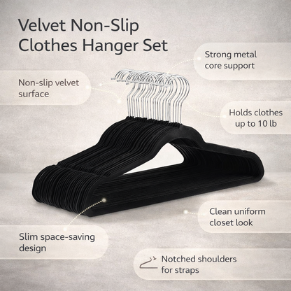 Elegant Velvet Slim Hangers for Optimal Closet Space – Pack of 10