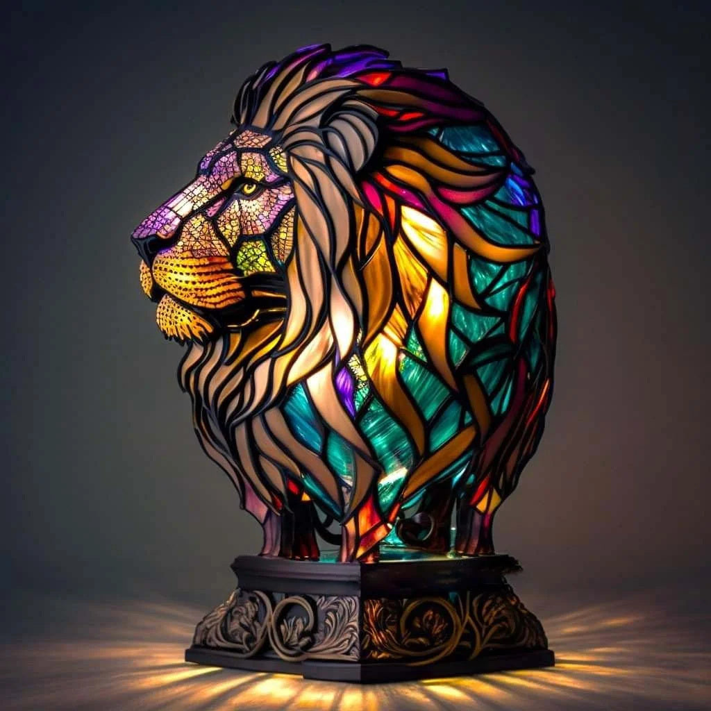Vivid Animal-Shaped Table Lamp with Stained Glass Design