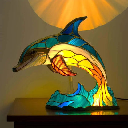 Vivid Animal-Shaped Table Lamp with Stained Glass Design