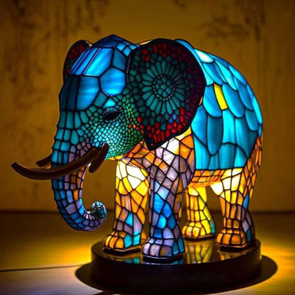 Vivid Animal-Shaped Table Lamp with Stained Glass Design