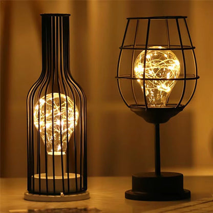 Stylish Wireless Table Lamps with Metal Cage Design