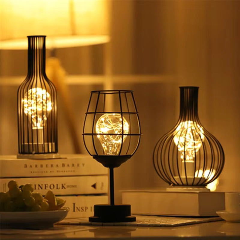 Stylish Wireless Table Lamps with Metal Cage Design