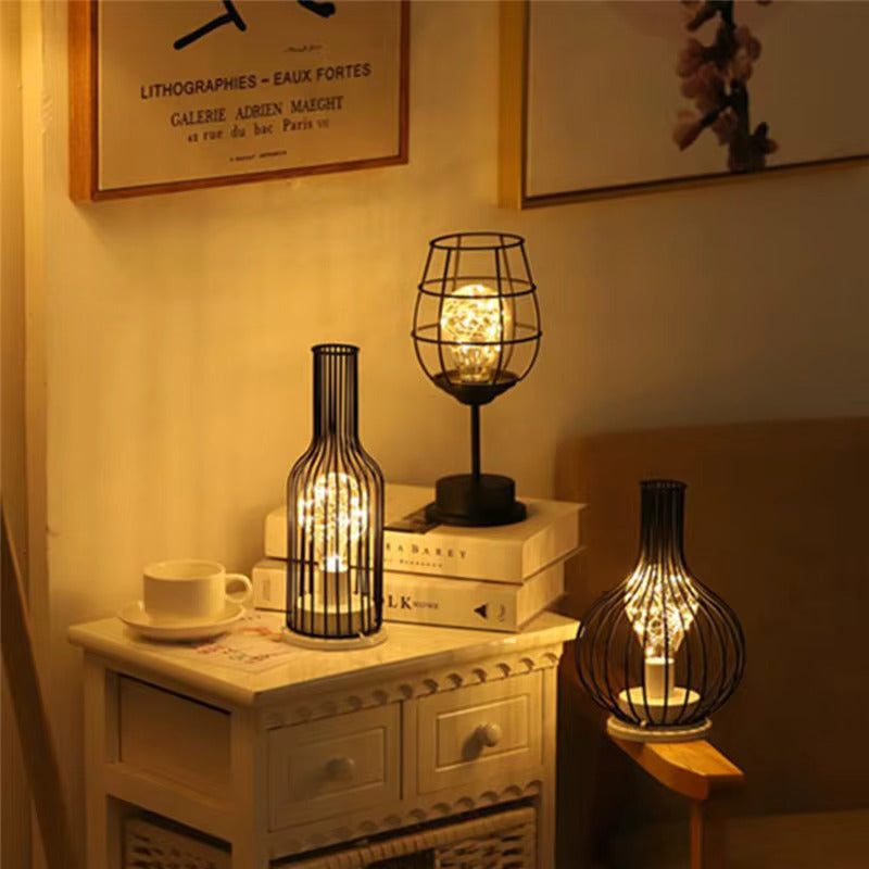 Stylish Wireless Table Lamps with Metal Cage Design