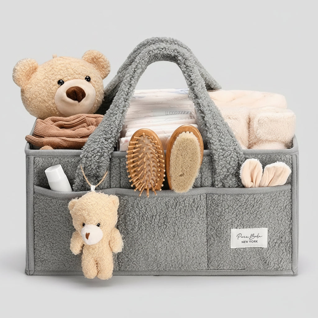 Cozy Baby Essentials Organizer - Plush Diaper Caddy