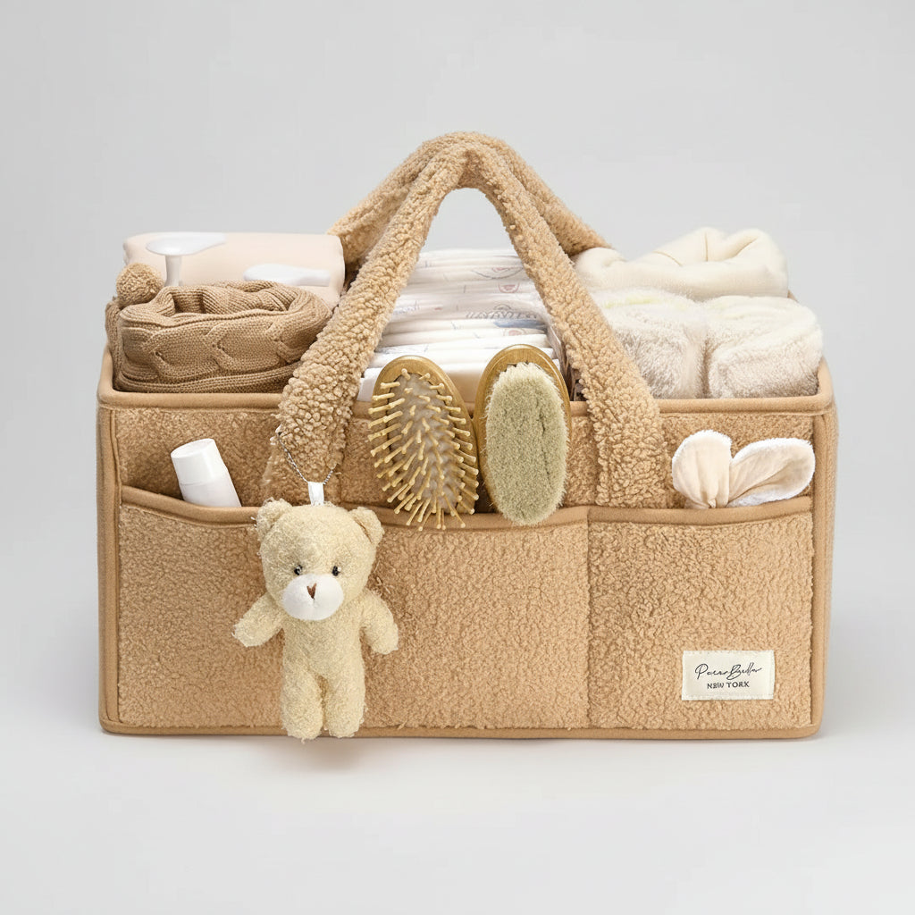 Cozy Baby Essentials Organizer - Plush Diaper Caddy