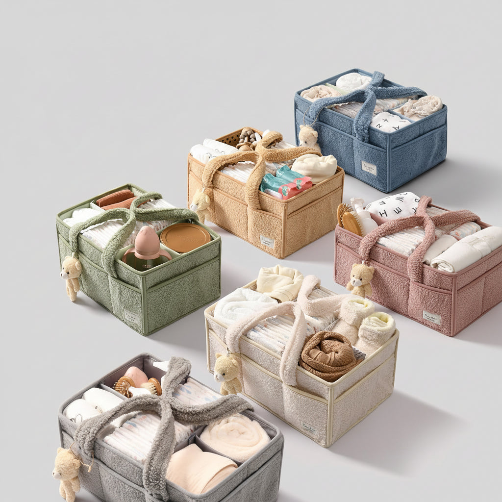 Cozy Baby Essentials Organizer - Plush Diaper Caddy