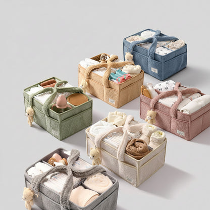 Cozy Baby Essentials Organizer - Plush Diaper Caddy