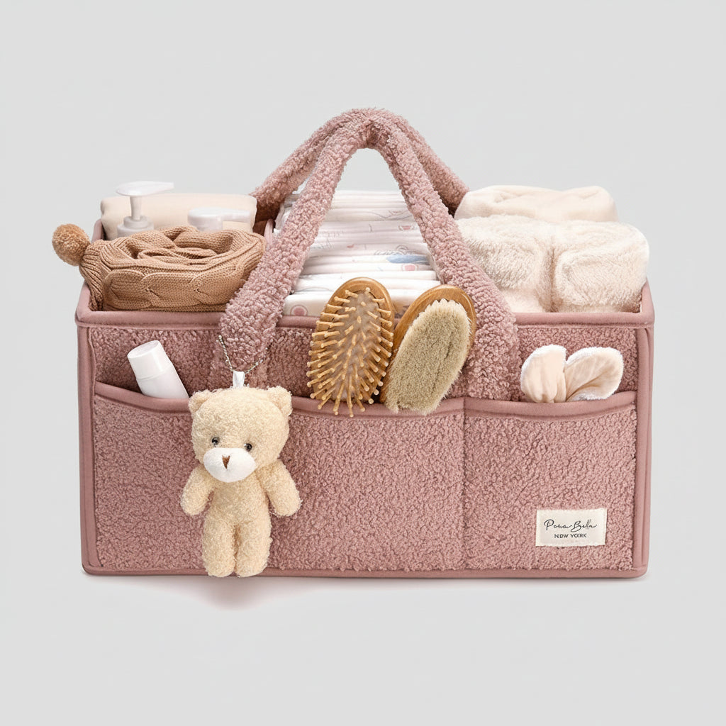 Cozy Baby Essentials Organizer - Plush Diaper Caddy