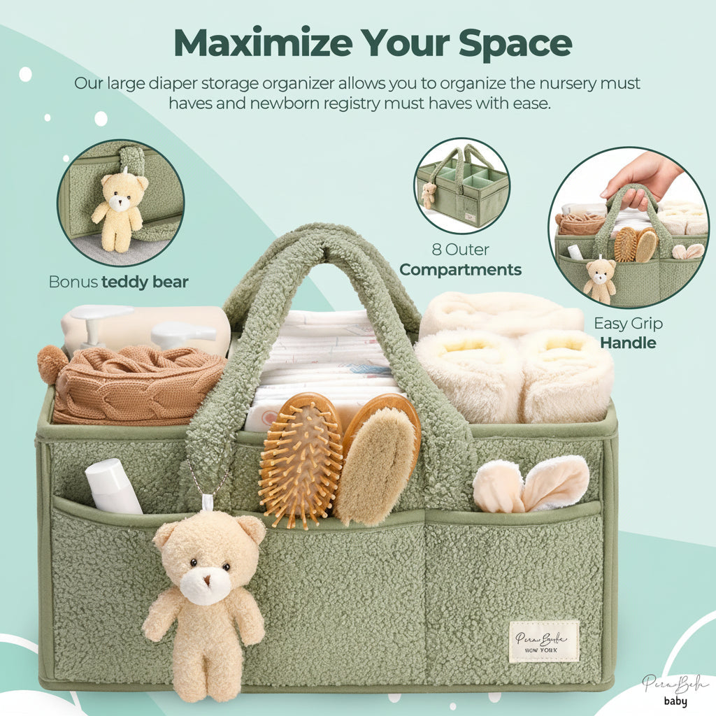 Cozy Baby Essentials Organizer - Plush Diaper Caddy