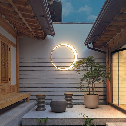 Elegant Circular Outdoor Wall Fixture with Halo Glow