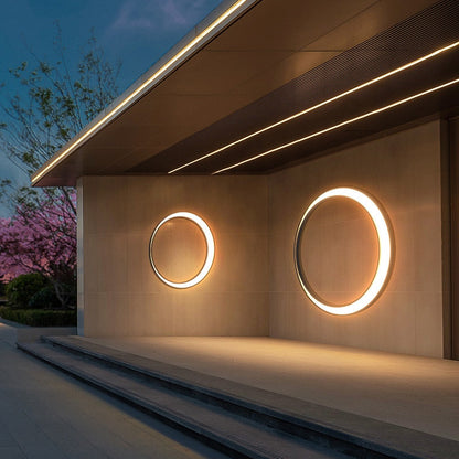 Elegant Circular Outdoor Wall Fixture with Halo Glow