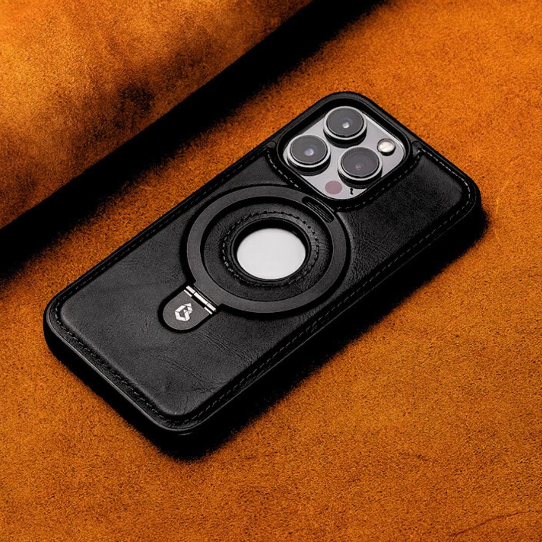Elegant Leather iPhone Case with Flexible Magnetic Stand