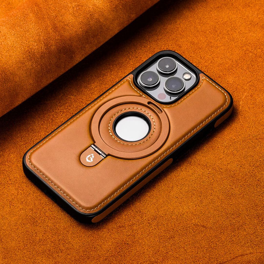 Elegant Leather iPhone Case with Flexible Magnetic Stand