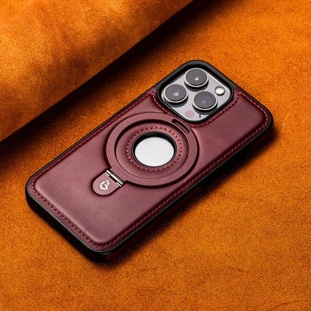 Elegant Leather iPhone Case with Flexible Magnetic Stand