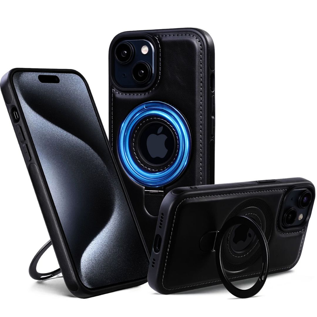 Elegant Leather iPhone Case with Flexible Magnetic Stand