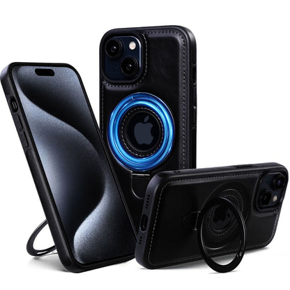 Elegant Leather iPhone Case with Flexible Magnetic Stand