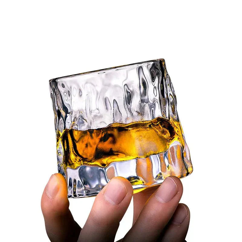 Elegant Wave-Designed Whiskey Glass