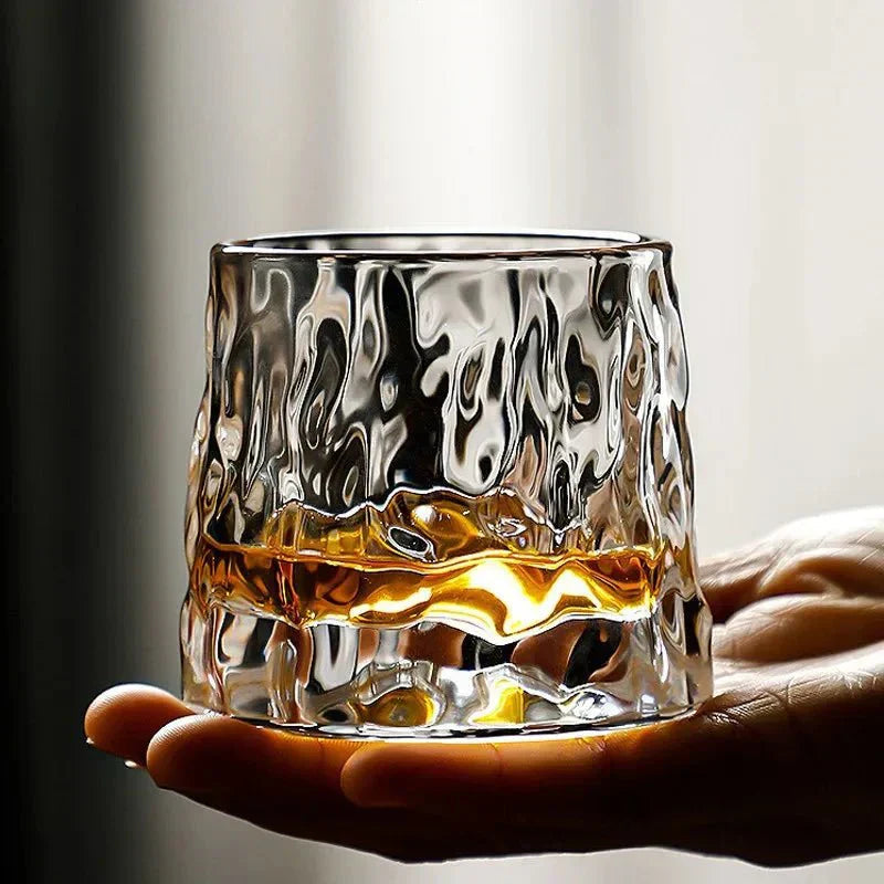 Elegant Wave-Designed Whiskey Glass