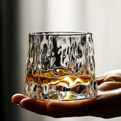 Elegant Wave-Designed Whiskey Glass