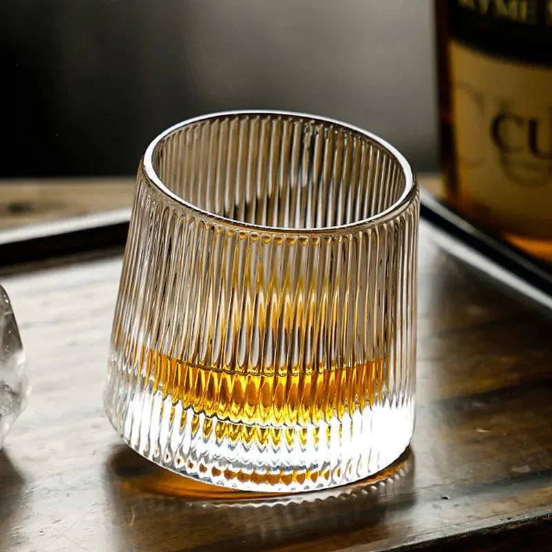 Elegant Wave-Designed Whiskey Glass