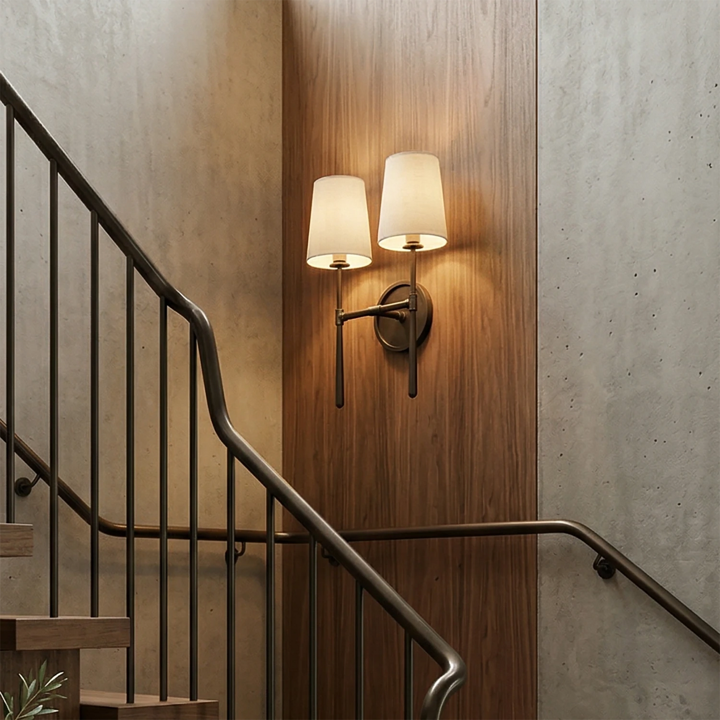 Stylish Fabric Shade Wall Light – Adjustable Brass & Bronze Finishes