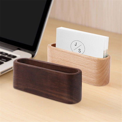 Elegant Wooden Business Card Holder for a Polished Workspace