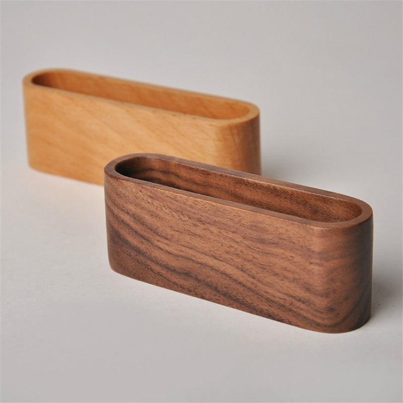 Elegant Wooden Business Card Holder for a Polished Workspace