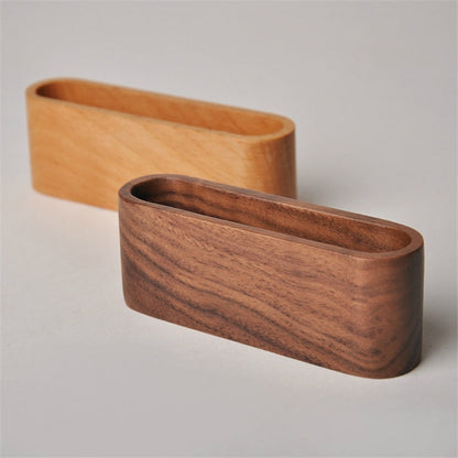 Elegant Wooden Business Card Holder for a Polished Workspace