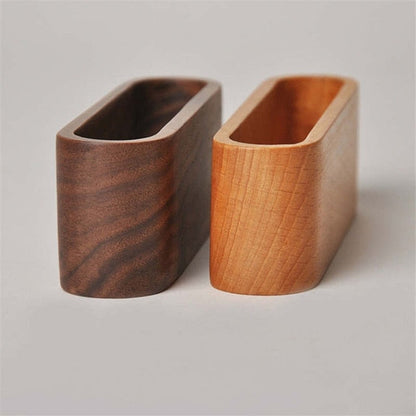 Elegant Wooden Business Card Holder for a Polished Workspace