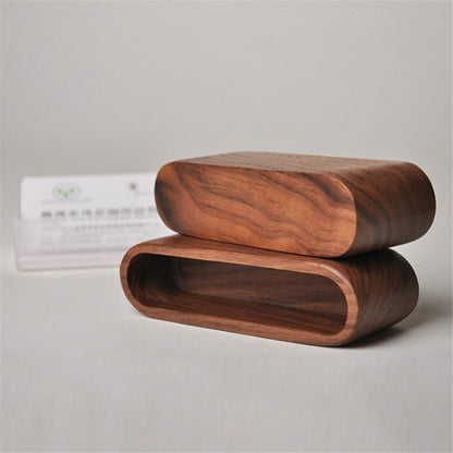 Elegant Wooden Business Card Holder for a Polished Workspace