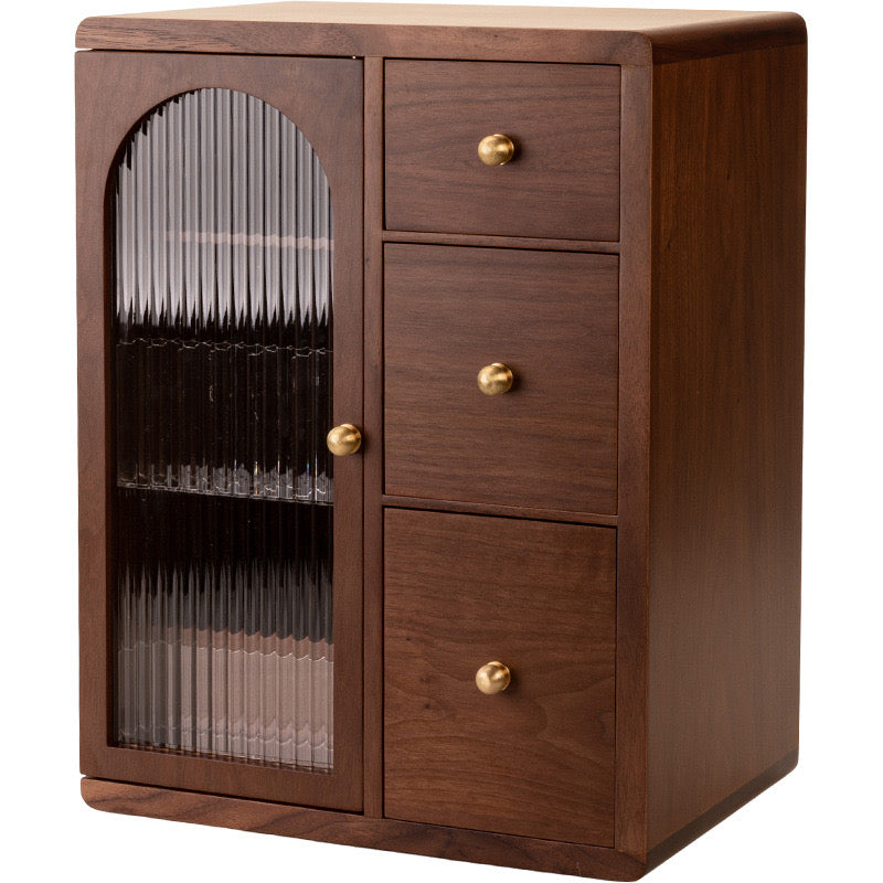 Elegant Wooden Makeup Storage Solution with Brush Compartment