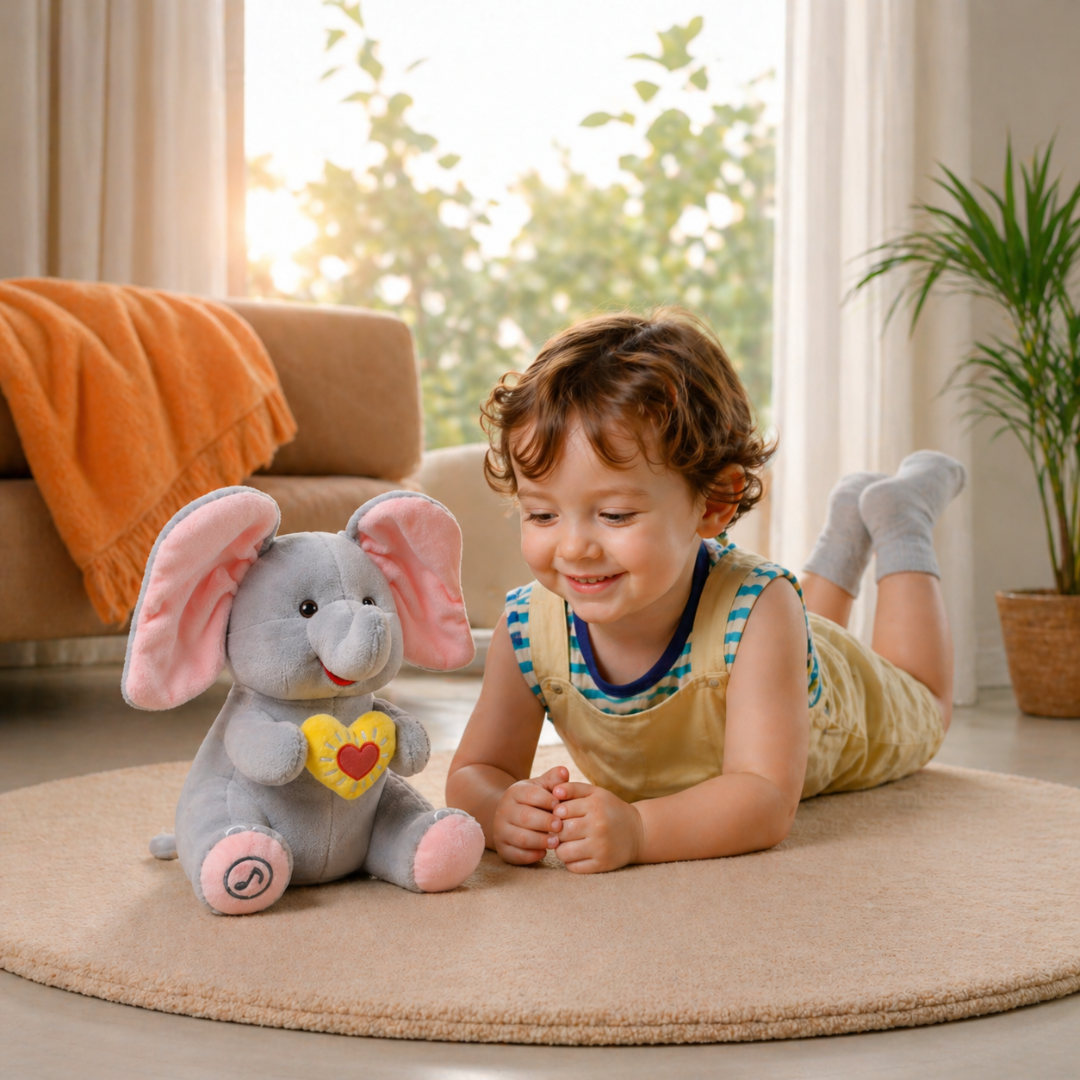 Cuddly Elephant Plush Toy with Interactive Music and Play