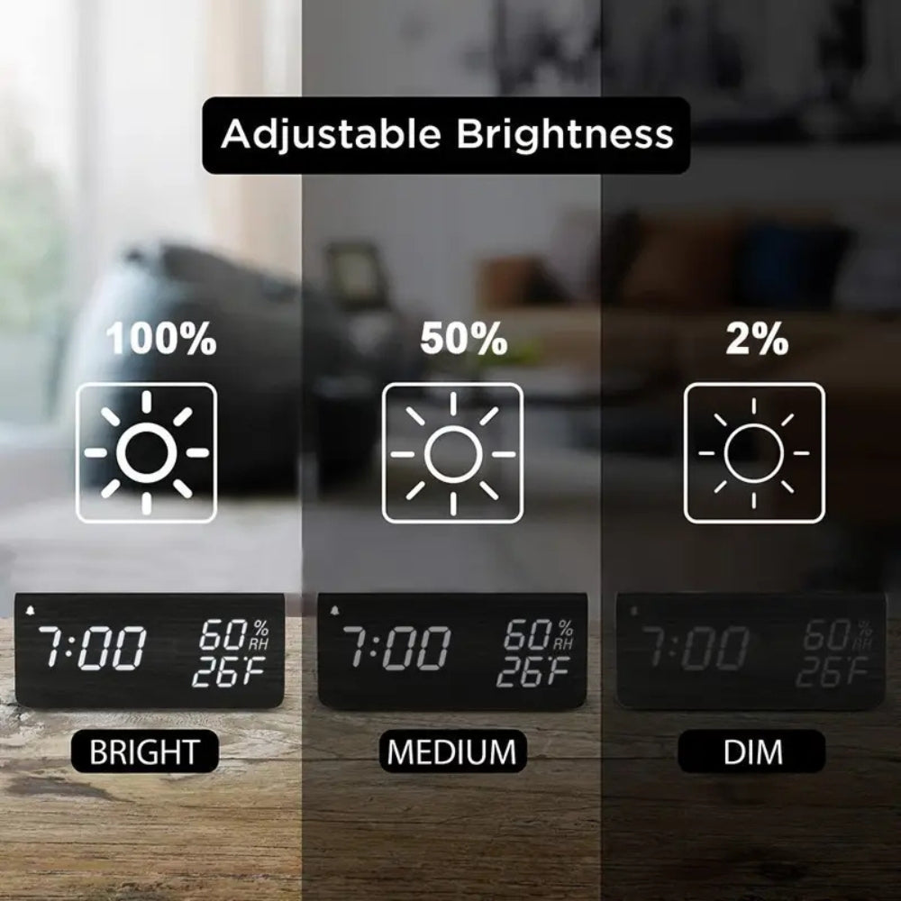 Chic Wooden LED Clock for Effortless Mornings